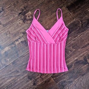 Hot Pink Strap Crop Tank V neck